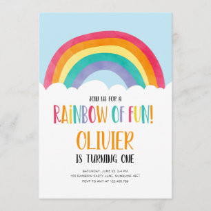 Rainbow of Fun Blue Boy Birthday Invitation
