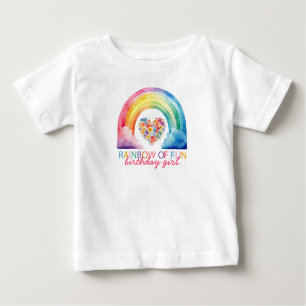 Rainbow of Fun Cloud Floral Heart Birthday Baby T-Shirt