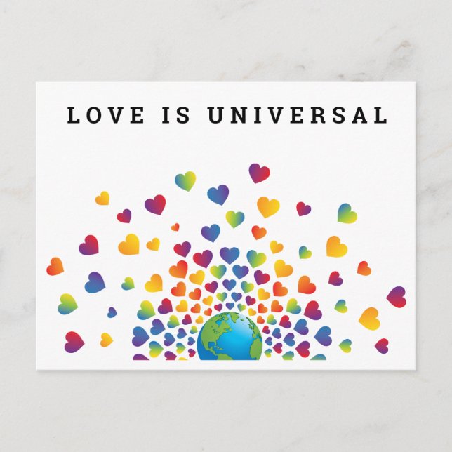 Rainbow of Hearts Design Holiday Postcard (Front)