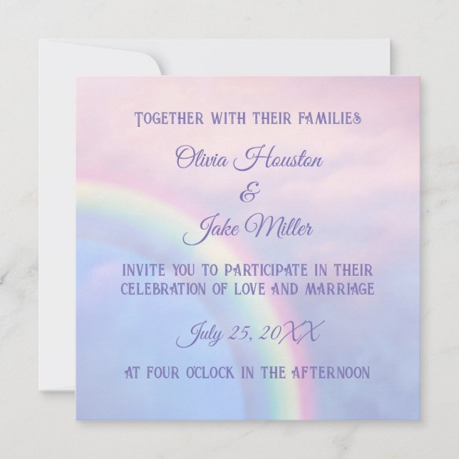 Rainbow of hope - pastel,  invitation (Front)