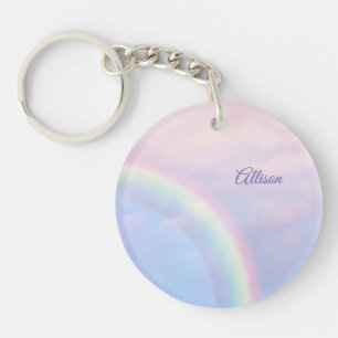 Rainbow of hope - pastel, personalizable  keychain