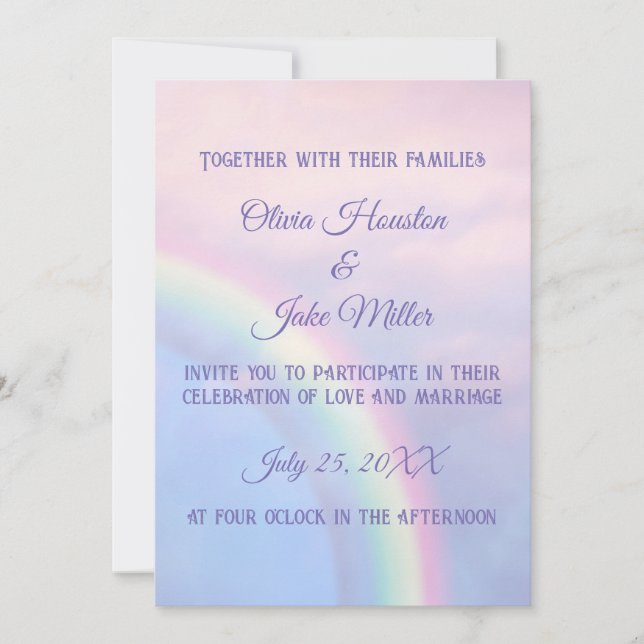 Rainbow of hope - pastel, wedding  invitation (Front)