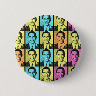 RAINBOW OF HOPE WITH OBAMA 6 CM ROUND BADGE