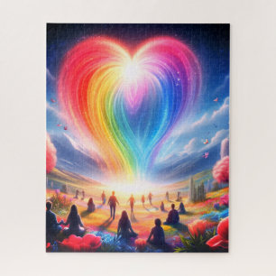 Rainbow of Love All Over the World 16x20 500 Piece Jigsaw Puzzle