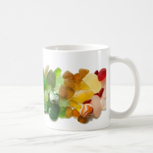 Rainbow of sea glass, beach glass mug (Right)