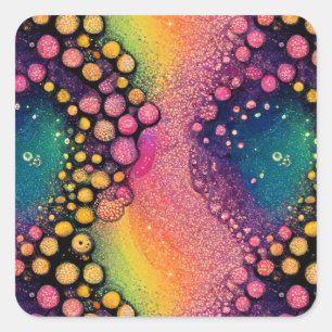 Rainbow Oil and Water Repeating Pattern Square Sticker