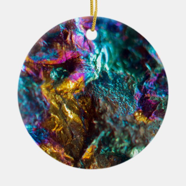 Rainbow Oil Slick Crystal Rock Ceramic Tree Decoration (Front)