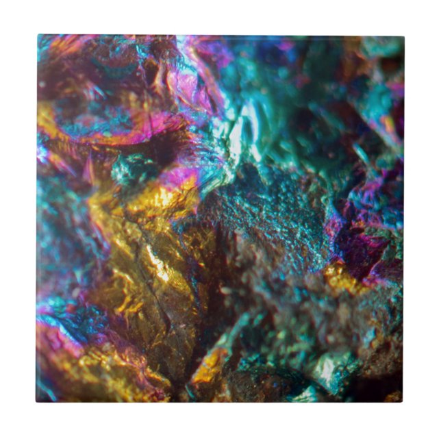 Rainbow Oil Slick Crystal Rock Tile (Front)