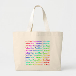 Rainbow Om Mani Padme Hum Large Tote Bag