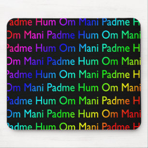 Rainbow Om Mani Padme Hum (on Black) Mouse Pad