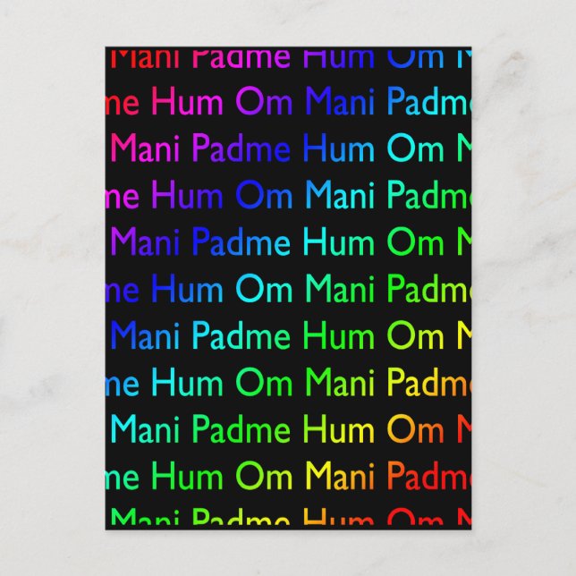 Rainbow Om Mani Padme Hum (on Black) Postcard (Front)