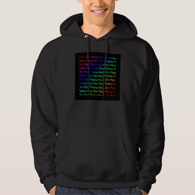 Rainbow Om Mani Padme Hum on Black Sweatshirt (Front)
