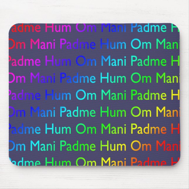 Rainbow Om Mani Padme Hum on Purple Mouse Pad (Front)