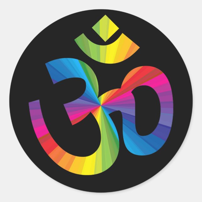 Rainbow Om Sign Classic Round Sticker (Front)