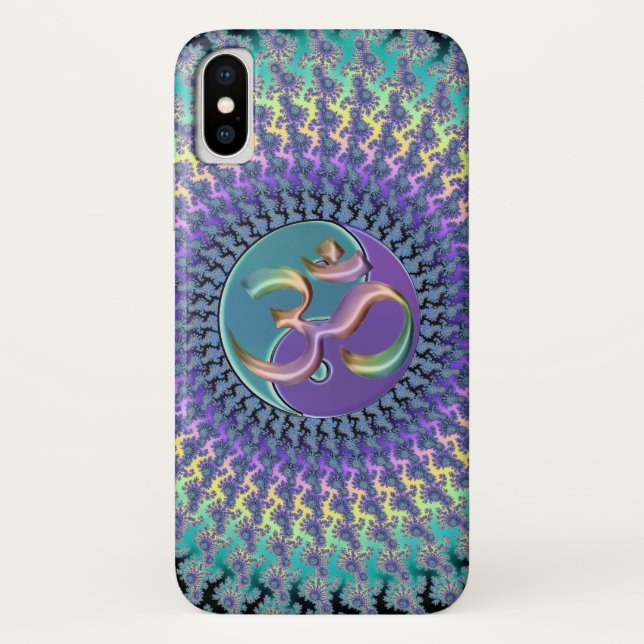 Rainbow Om Yin-Yang Fractal iPhone X Case (Back)