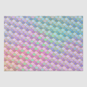 Rainbow Ombre and Gold Glitter Mermaid Scales Tissue Paper