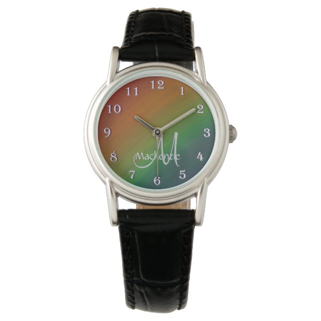 Rainbow Ombre | Bold Colourful Pride Flag Abstract Watch (Front)