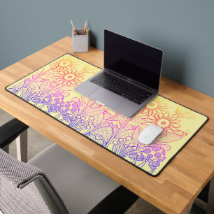 Rainbow Ombre Butterfly & Ladybugs Desk Mat