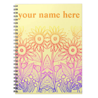 Rainbow Ombre Butterfly & Ladybugs Notebook
