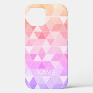 Rainbow ombre colour geometric triangle pattern iPhone 12 case