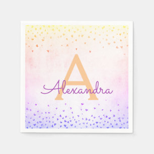 Rainbow Ombre Foil Confetti Monogram Napkin