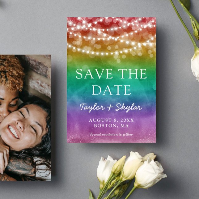 Rainbow Ombre Gay Wedding Save the Date (Creator Uploaded)