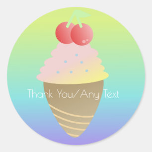 Rainbow Ombre Ice Cream Cone Classic Round Sticker