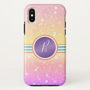 Rainbow Ombre Monogram Bling Glam Case-Mate iPhone Case