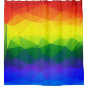 Rainbow Ombre Polygon Shower Curtain