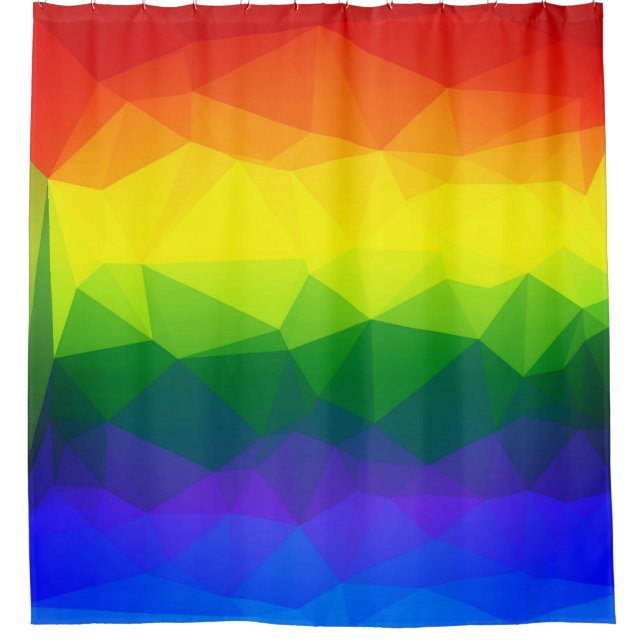 Rainbow Ombre Polygon Shower Curtain (Front)