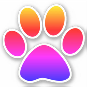 Rainbow Ombre Puppy Paw Print Shape