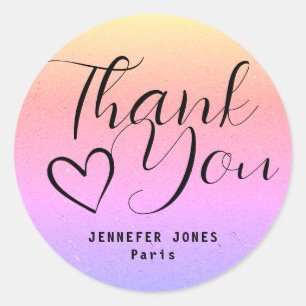 Rainbow Ombre Simple Minimalist Calligraphy Heart Classic Round Sticker