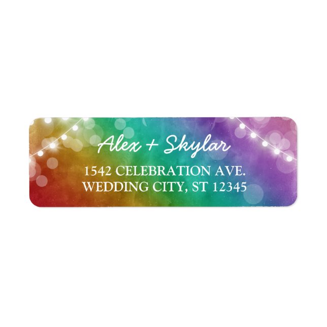 Rainbow Ombre String Lights Gay Wedding (Front)