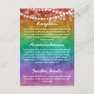 Rainbow Ombre String Lights Gay Wedding Enclosure Card