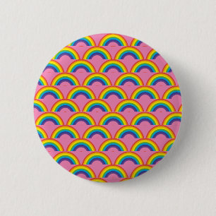 Rainbow on a Pink background 6 Cm Round Badge