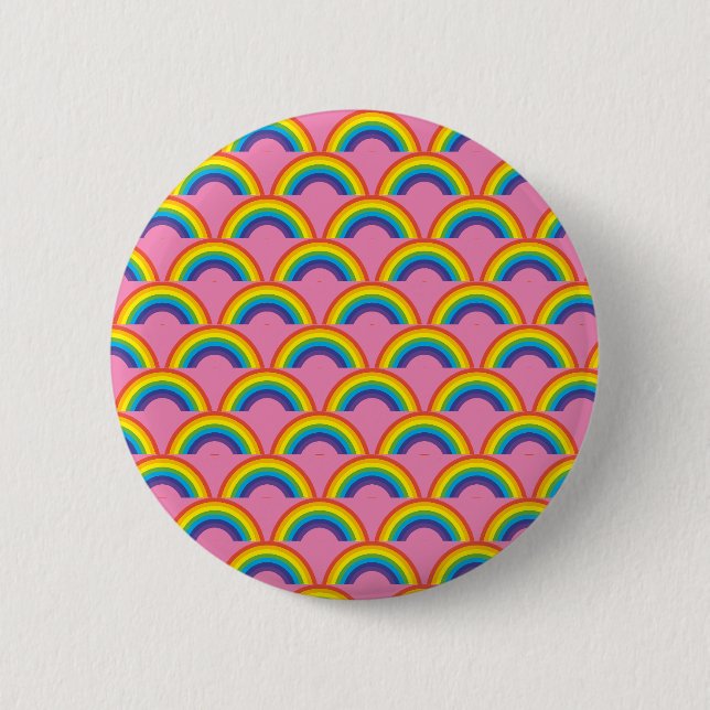 Rainbow on a Pink background 6 Cm Round Badge (Front)