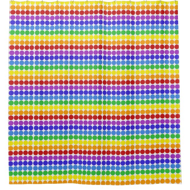 rainbow on white Mid century mod dots circles Shower Curtain (Front)