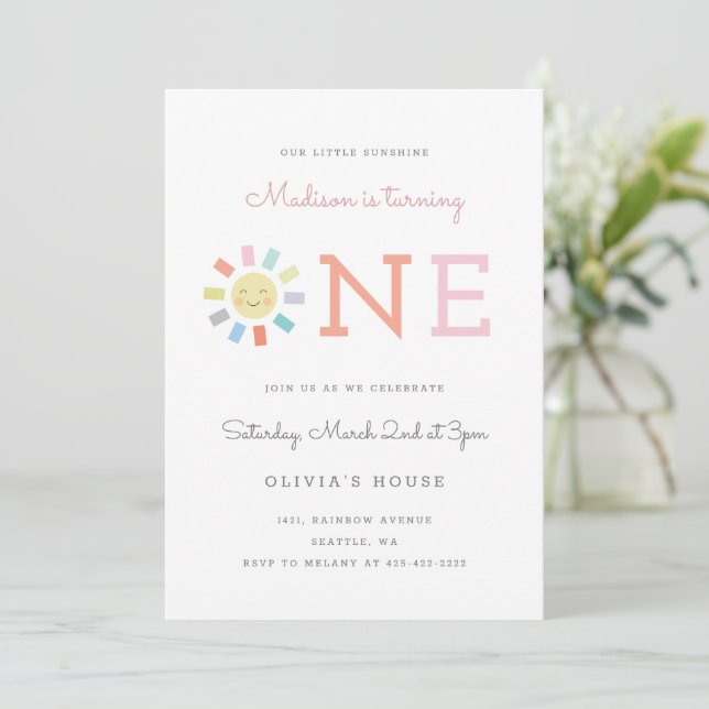 Rainbow One Kid's birthday party Invitation (Standing Front)