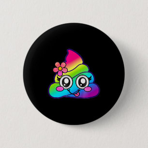 Rainbow Op Emoji Cute Unicorn O Flower Silly  6 Cm Round Badge