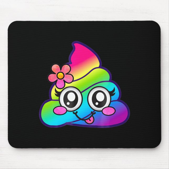 Rainbow Op Emoji Cute Unicorn O Flower Silly  Mouse Pad (Front)
