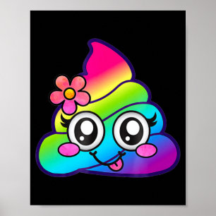 Rainbow Op Emoji Cute Unicorn O Flower Silly Poster