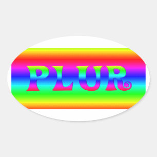 Rainbow Optical Illusion PLUR Oval Sticker