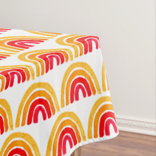 Rainbow Orange Baby Shower Gender Neutral Girl Tablecloth