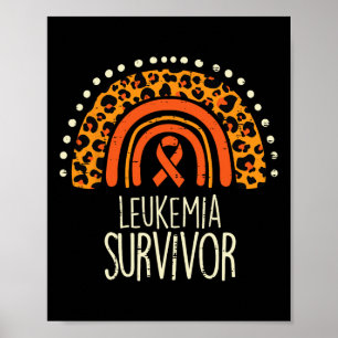Rainbow Orange Ribbon Survivor Leukaemia Awareness Poster