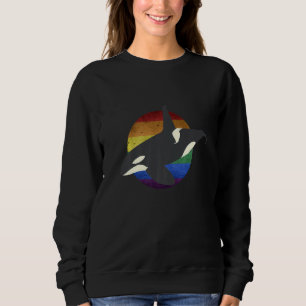 Rainbow Orca Killer Whale Earth Activist Marine Bi Sweatshirt