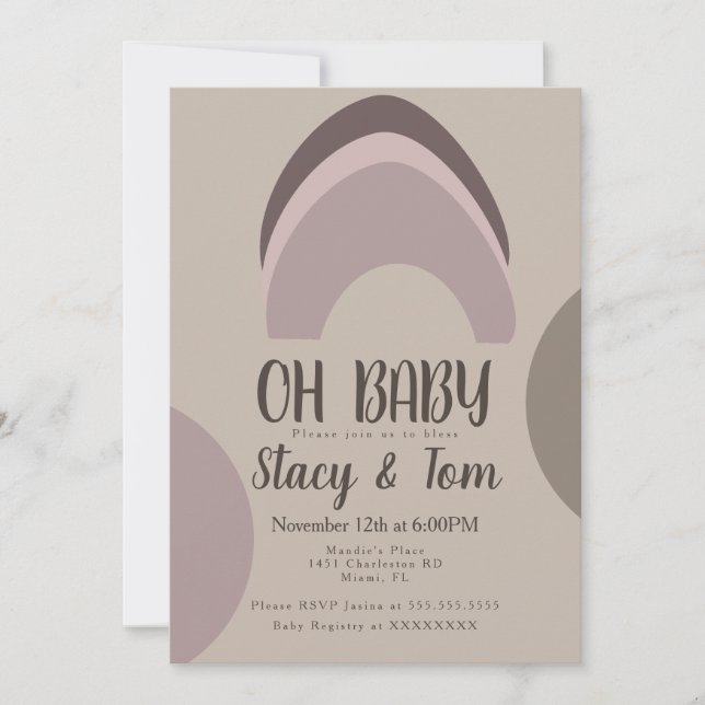 Rainbow Organic Shapes Bohemian Baby Shower Invitation (Front)