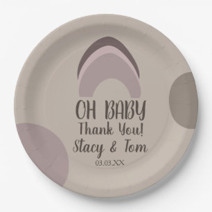 Rainbow Organic Shapes Bohemian Baby Shower Thanks Paper Plate