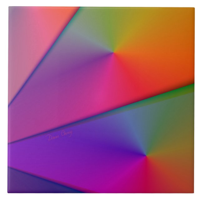 Rainbow Origami – Indigo & Magenta Swirls Tile (Front)