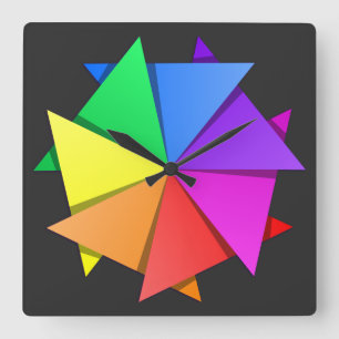 rainbow origami square wall clock