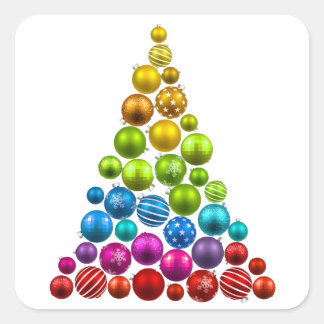 Rainbow Ornament Christmas Tree Square Sticker